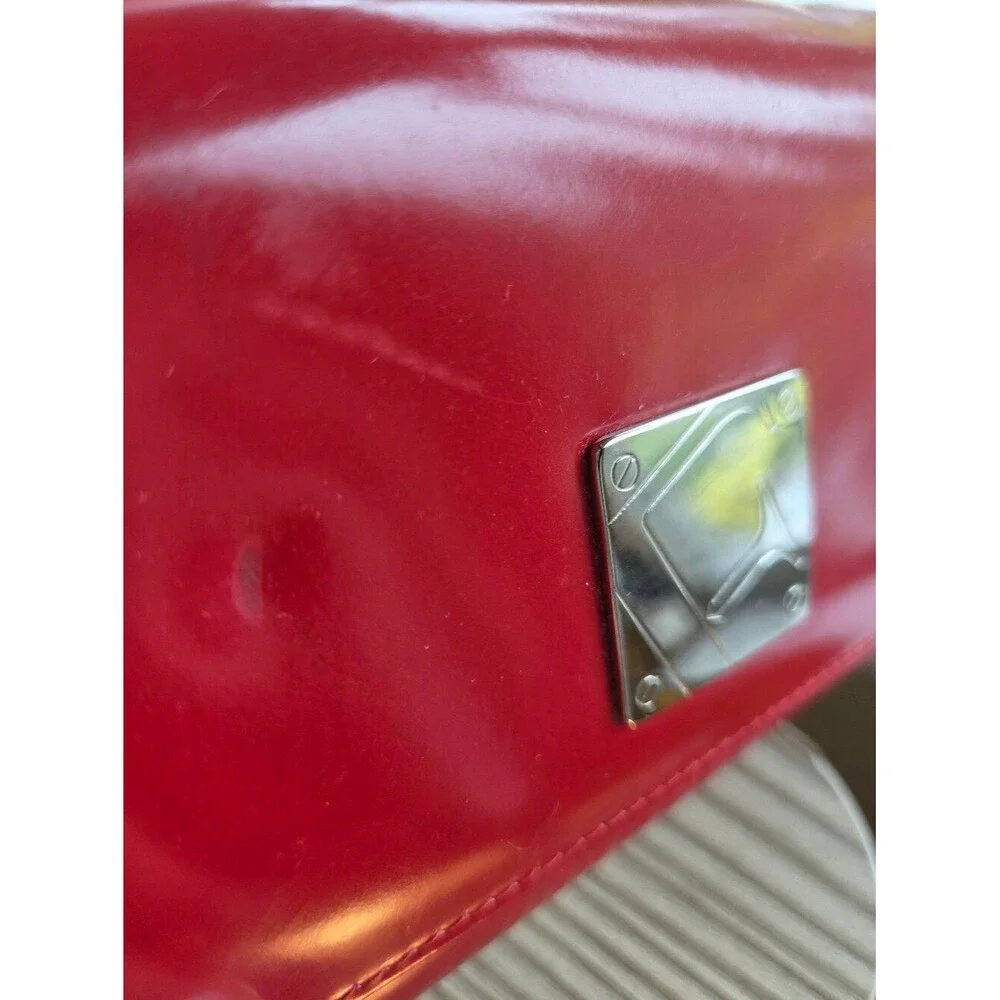 furla red leather continental wallet clutch made in italy snap closure